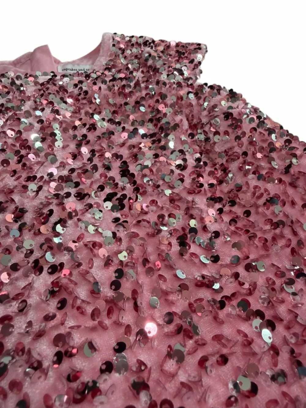 Cupcakes‎ and Cashmere Girls Pink Sequin Velvet Shift Dress | Size 7